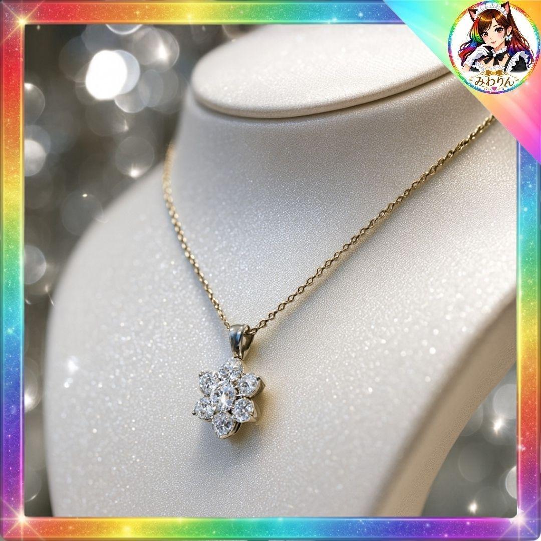 花型ストーン ハンドメイド ネックレス 可愛い系デート お出かけ用