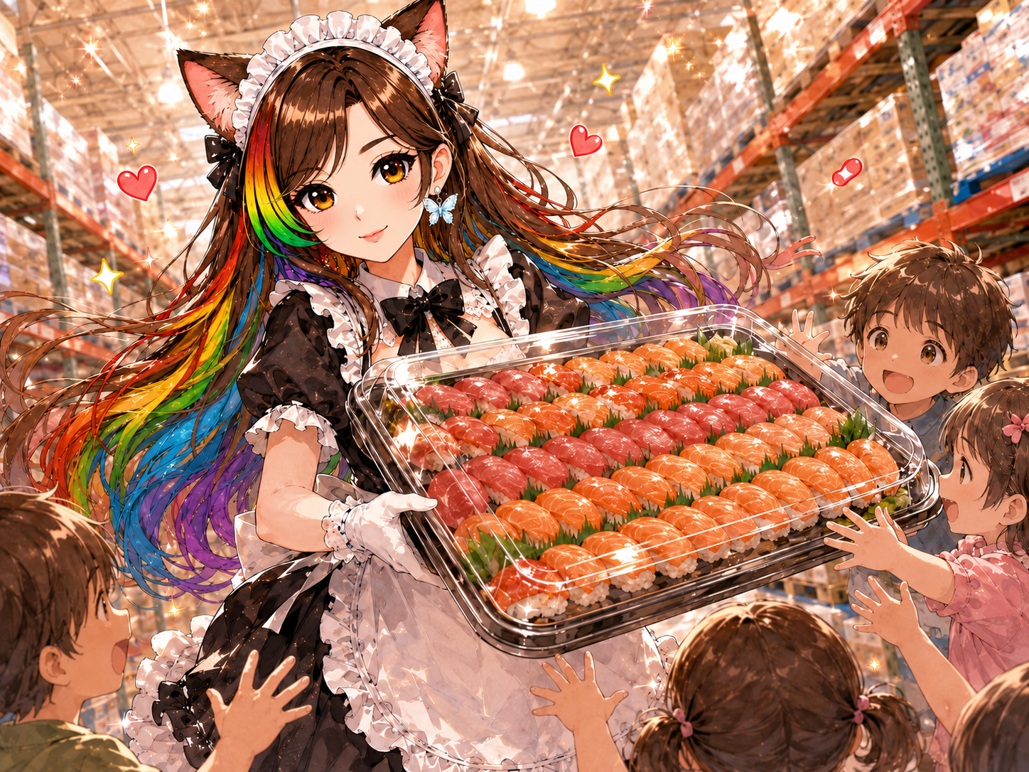 寿司を抱えるみわりん