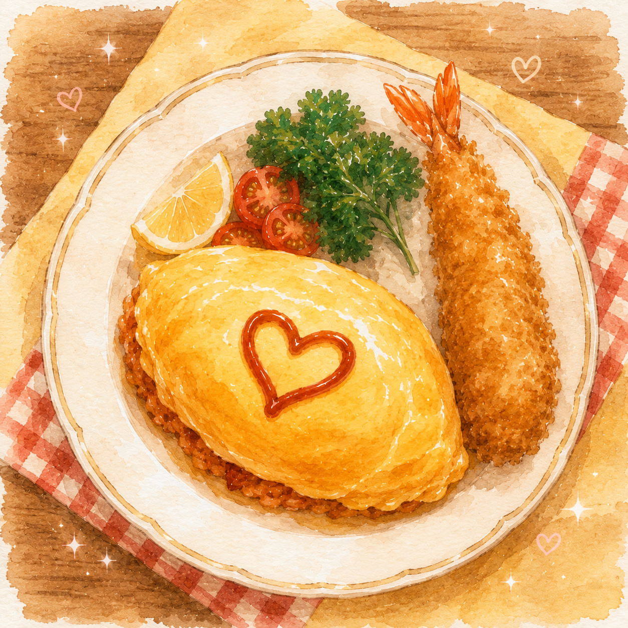 エビフライのせオムライス