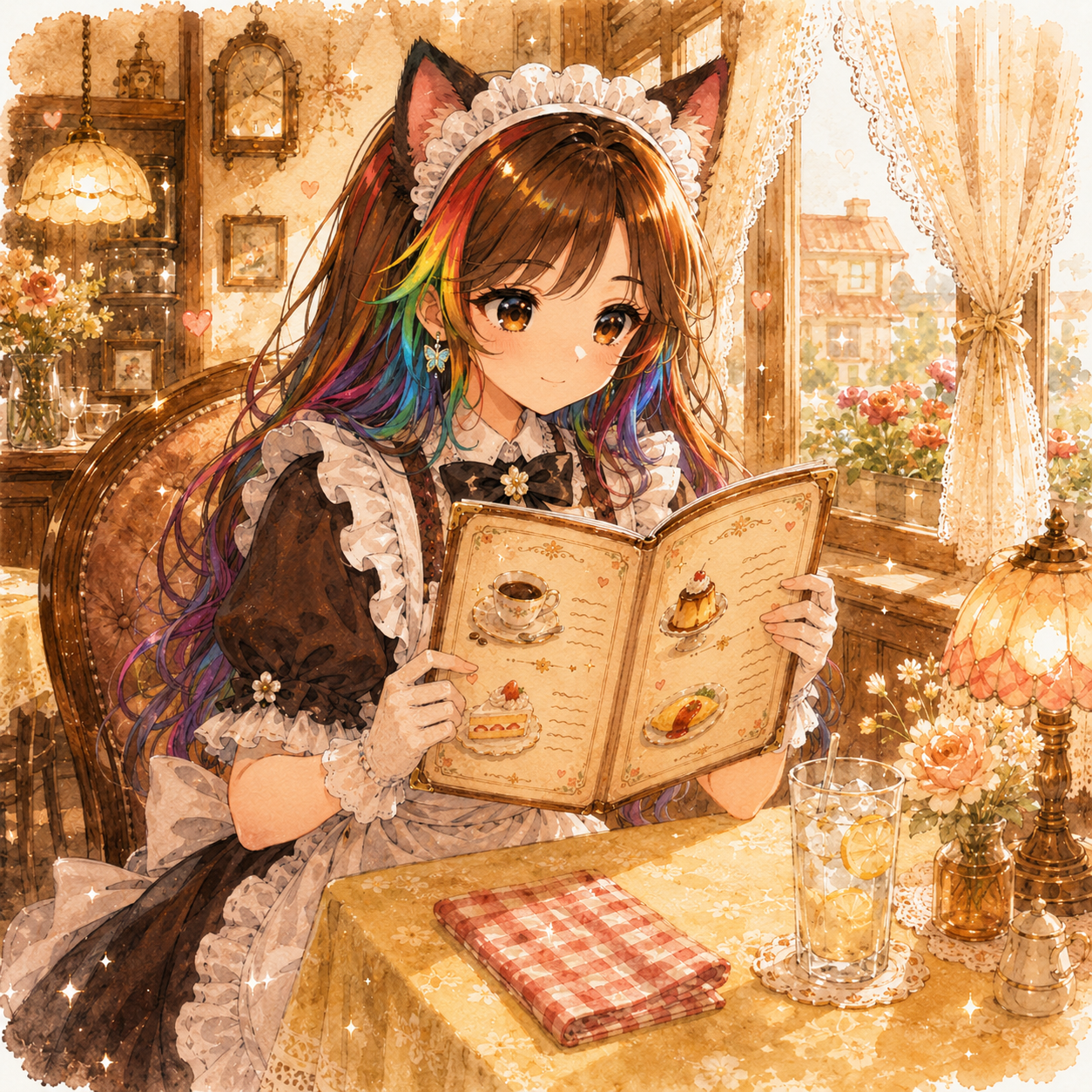 メニューを見て悩むみわりん